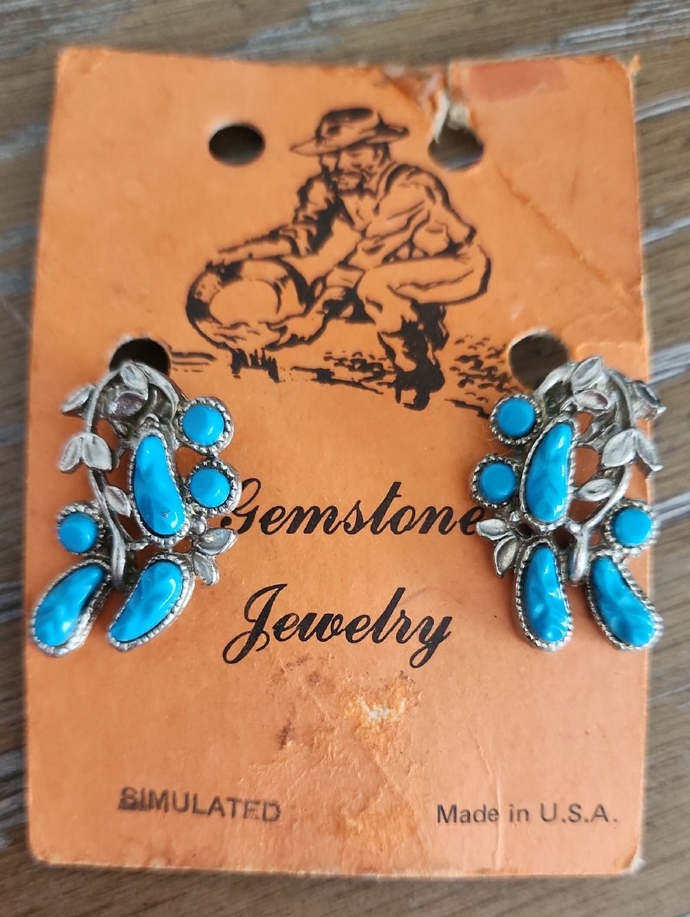 Turquoise Blue Gemstone Cluster Earrings -